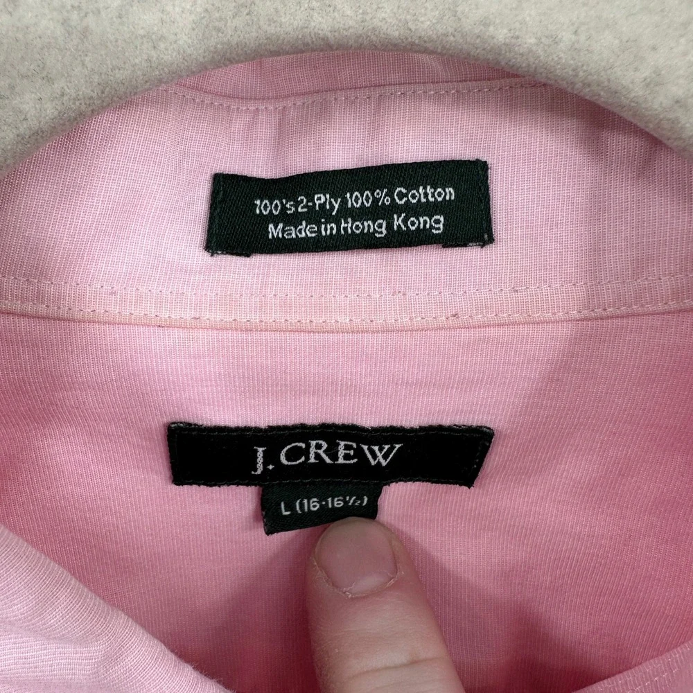J Crew Long Sleeve Pink Cotton Button Down Dress‎ Shirt Men's Size Large 16-16.5